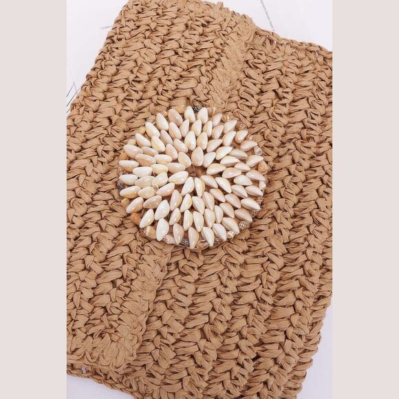 Faux Straw Multi Shell Front Flap Clutch - Picture 3 of 3